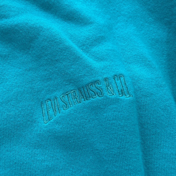 Vintage Levi Strauss & Co Sweatshirt‎ L Teal Made in USA 90s Crewneck Pullover - Picture 2 of 7